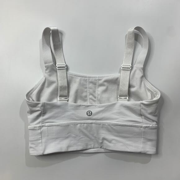 Lululemon Sports Bra Womens 4 White Longline Adjustable Thick Strap Unpadded - Picture 6 of 12